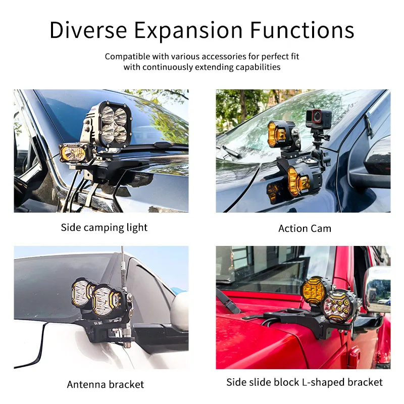 Quick-release A-pillar and hood expansion spotlight bracket for Denza B3 (2025–2026 models) made of aluminum alloy