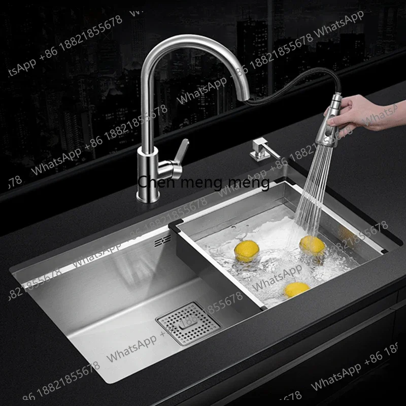 A139 Handmade Brushed SUS 304 Stainless Steel Kitchen Sink 4mm Thickness Undermount Installation Single Large Size Kitchen Sink