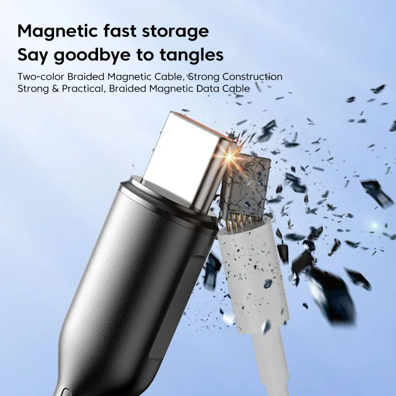 Elough 6A Magnetic Cable Type C To USB C USB A Lighting Cable PD 66W Fast Charging Data Cord For Xiaomi Huawei P30 Pro Samsung