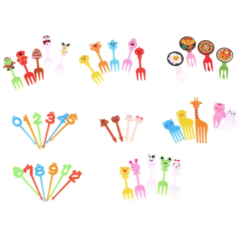 1 Set Cartoon Fruit Fork Animal Party Buffet Fruit Dessert Food Cocktail Sandwich Fork Stick Home Party Tableware Picks For Kids