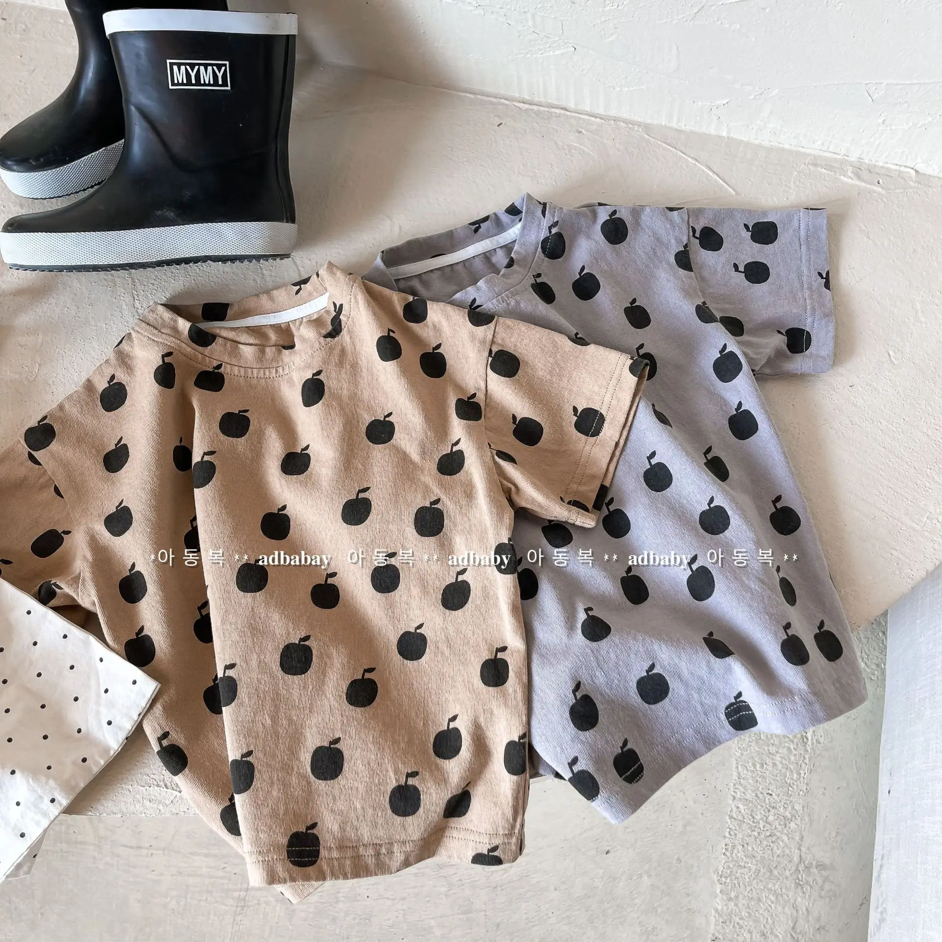 Summer New Children Cotton T Shirt Cute Apple Print Baby Short Sleeve T Shirt Fashion Girls T Shirt Boys Tee Bottoming Tops