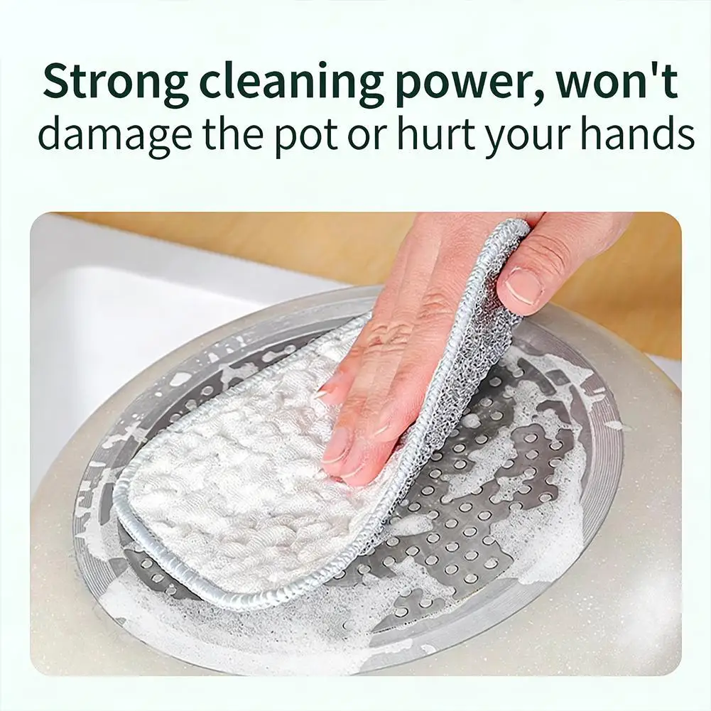 2026 New Generation Kitchen Cleaning Cloth Dishcloth Cleaning Pad Double-sided Silver Silk Cotton Thread Cleaning Cloth