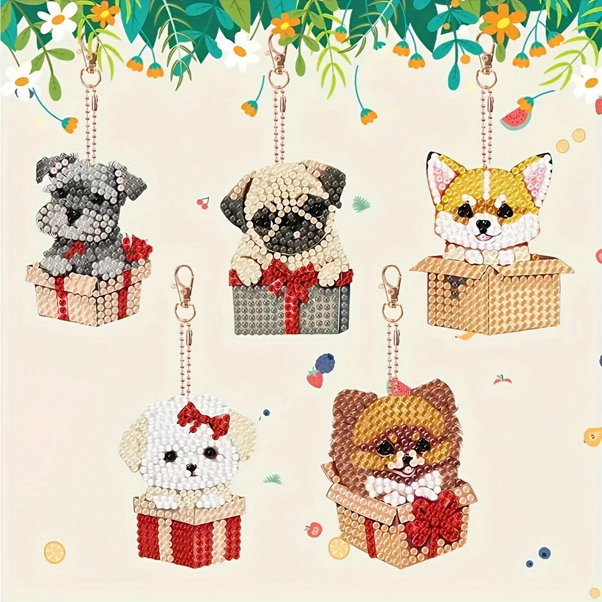 Diverse diamant geschilderde sleutelhanger sets DIY-vormige diamant kunst mozaïek sleutelhanger rugzakken hanger decoratie ambachtelijke geschenken