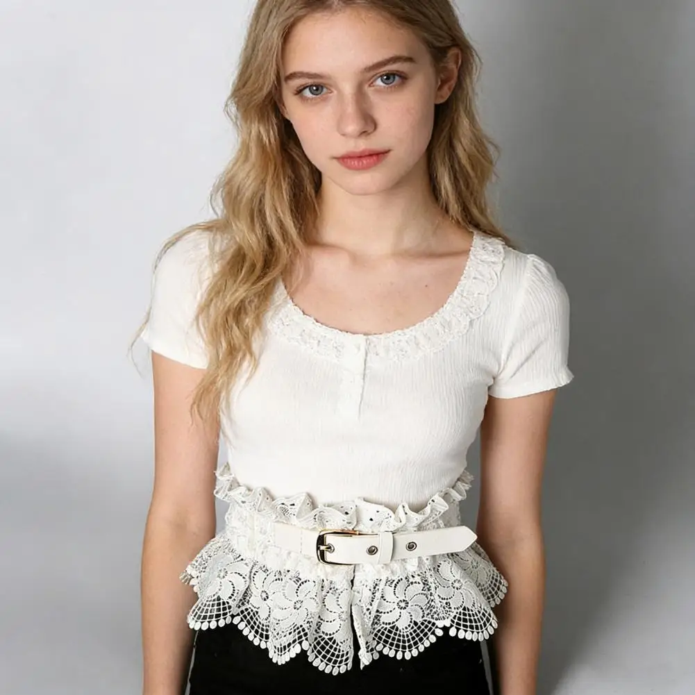 Women Lace Belt Retro Style Belt Women Embroidery Lace Belt Wide Elastic Adjustable Waistband Breathable Imitation for Versatile