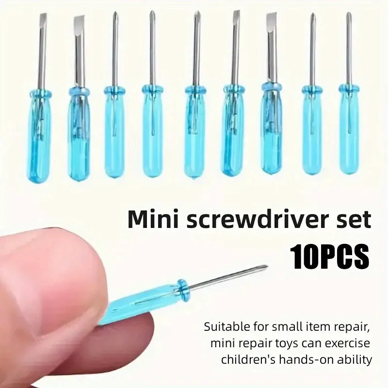 10pcs Blue Mini Screwdriver Set, Toy 2mm Cross Word Repair Tool, Suitable For Exercising Hands-on Ability Small Repair Tool, Cry