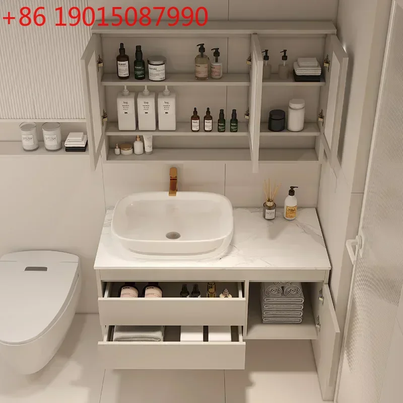 Modern Bathroom Cabinets Smart Mirror Cabinet Ceramic Top Basin Simple Bathroom Vanity Cabinet with Sink Bathroom Furniture
