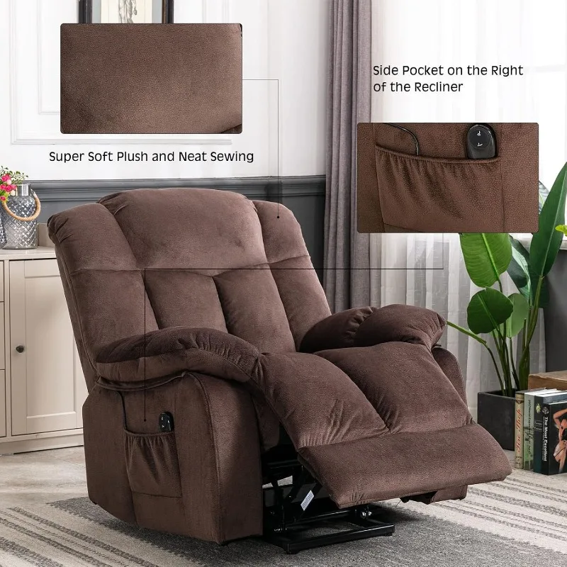 Power Lift Recliner Chair for Elderly- Heavy Duty and Safety Motion Reclining Mechanism-Antiskid Fabric Sofa