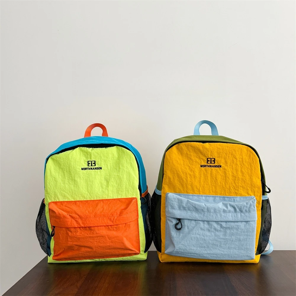 

Рюкзак в стиле Ins College с цветовыми блоками в стиле дофаминовых цветов, универсальный, стильный, для отдыха и учебы, студенческий рюкзак, школьный рюкзак