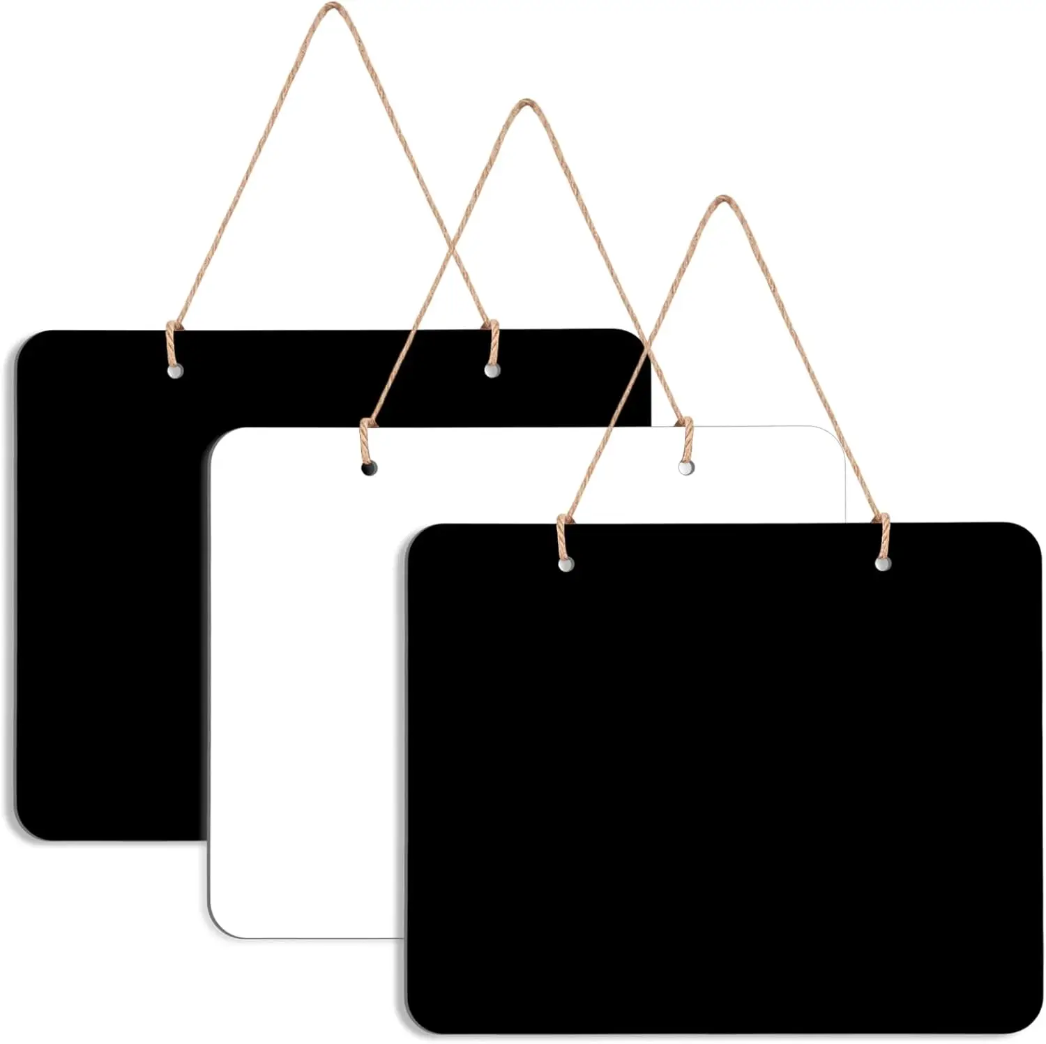 

3 Pcs Hanging Chalkboard Signs 8x10 Inch Wooden Double Sided Erasable Message Board with String for Wedding Kitchen Home Party Decor