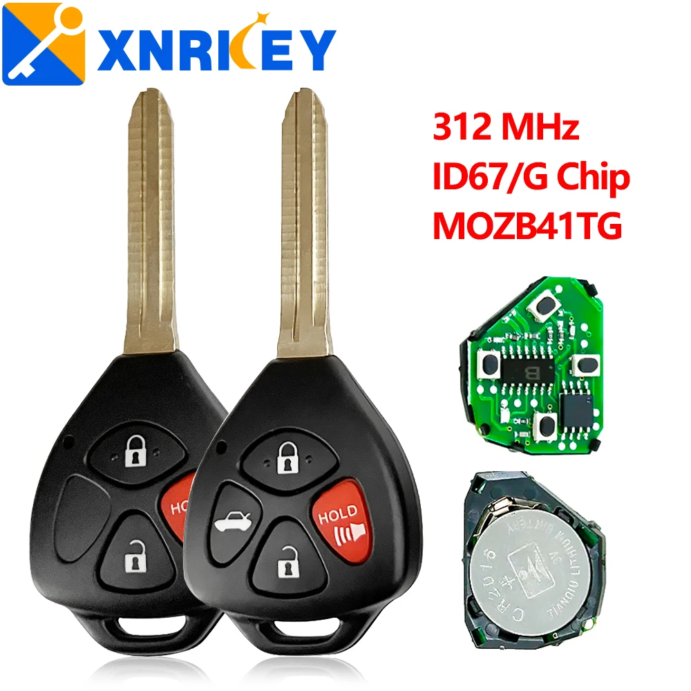 XNRKEY MOZB41TG 312Mhz ID67/G chip 3/4Buttons Car Remote Key for Toyota Camry Avalon Corolla Matrix RAV4 Yaris Venza tC/xA/xB/xC