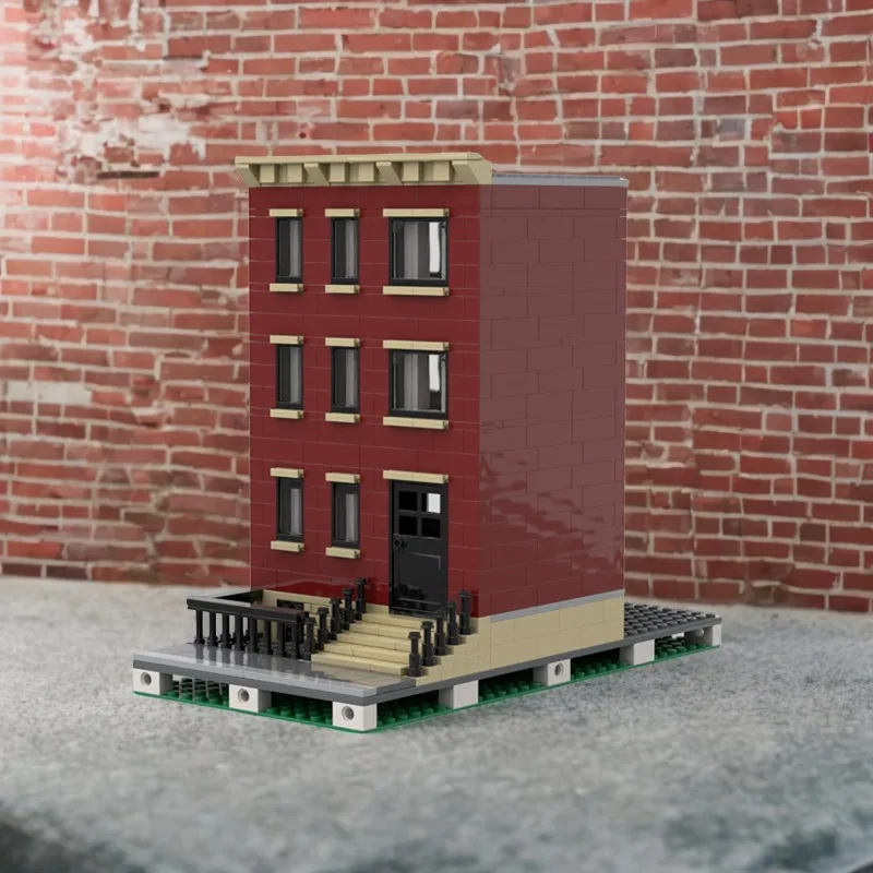 595 pezzi MOC New York Town House Architettura modulare Paesaggio urbano Modello fai da te Blocchi di costruzione Giocattoli di compleanno Regalo