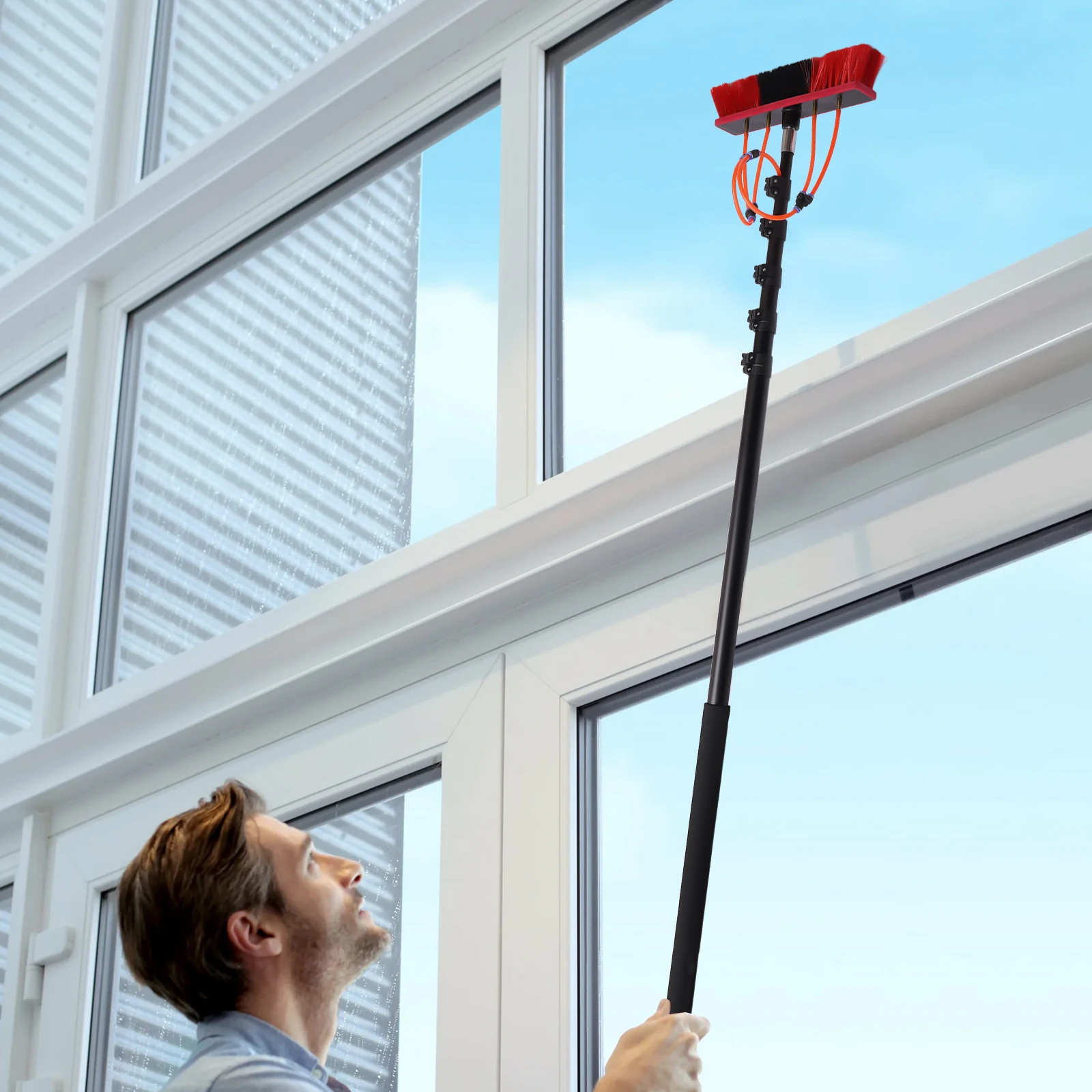 

Telescopic Water Fed Pole Kit 26.9ft Length Water Fed Brush WaterFed Cleaning System Aluminum Pipe for Cleaning Window
