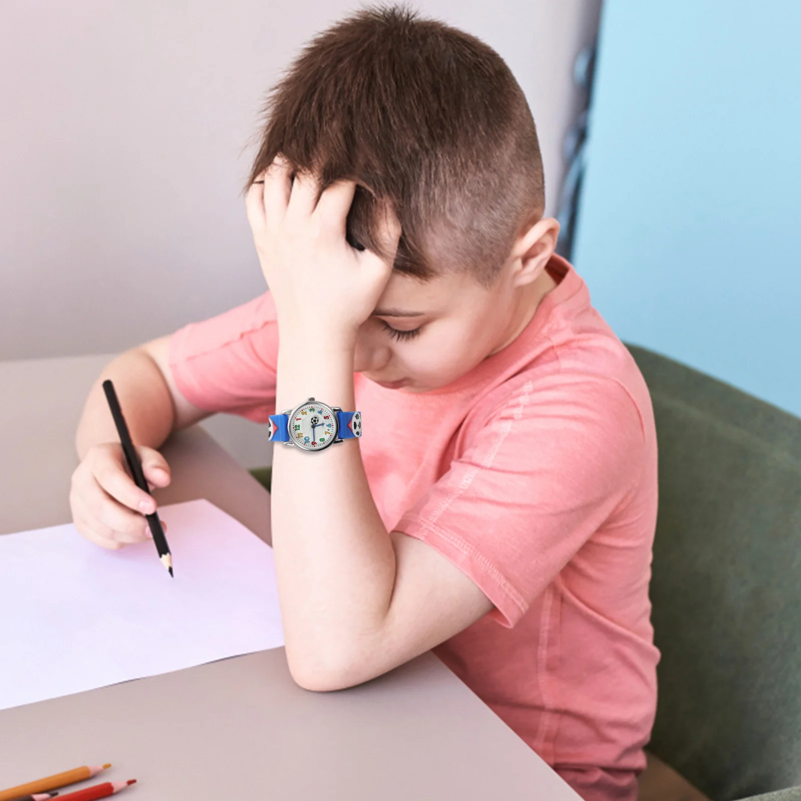 ساعة كرة القدم بتصميم كرتوني لطيف، ساعة يد كاجوال بتوقيت رقمي، حزام مريح، ساعة كرتونية #4