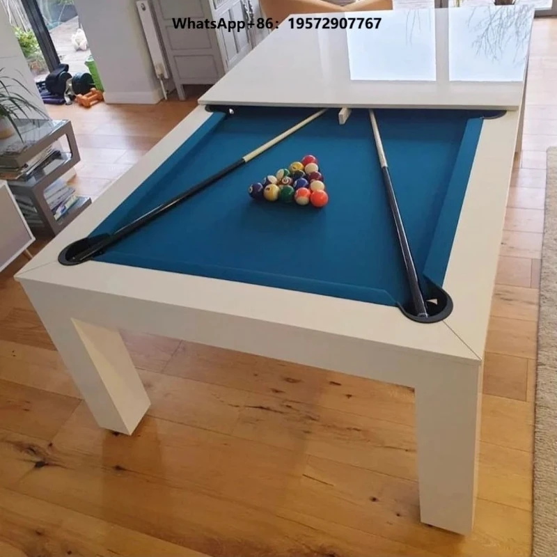 Hot Sale 2 in 1 Slate Dining Pool Table 7ft 8ft 9ft Solid Wood Billiard Table with Bench