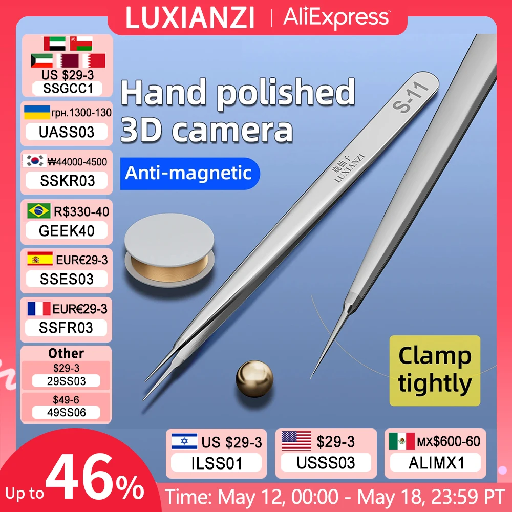 

LUXIANI Stainless Steel Tweezers For Soldering Professional Phone Repair Tool Precision Non-magnetic Flying Wire Tweezer Forceps
