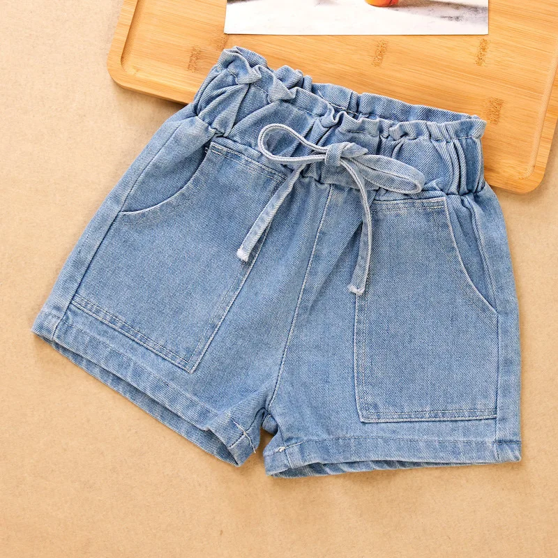 2025 Summer Kids Denim Shorts for Girls  - Loose Fit Thin Dual Belt Casual Short for Children’s Summer Wear