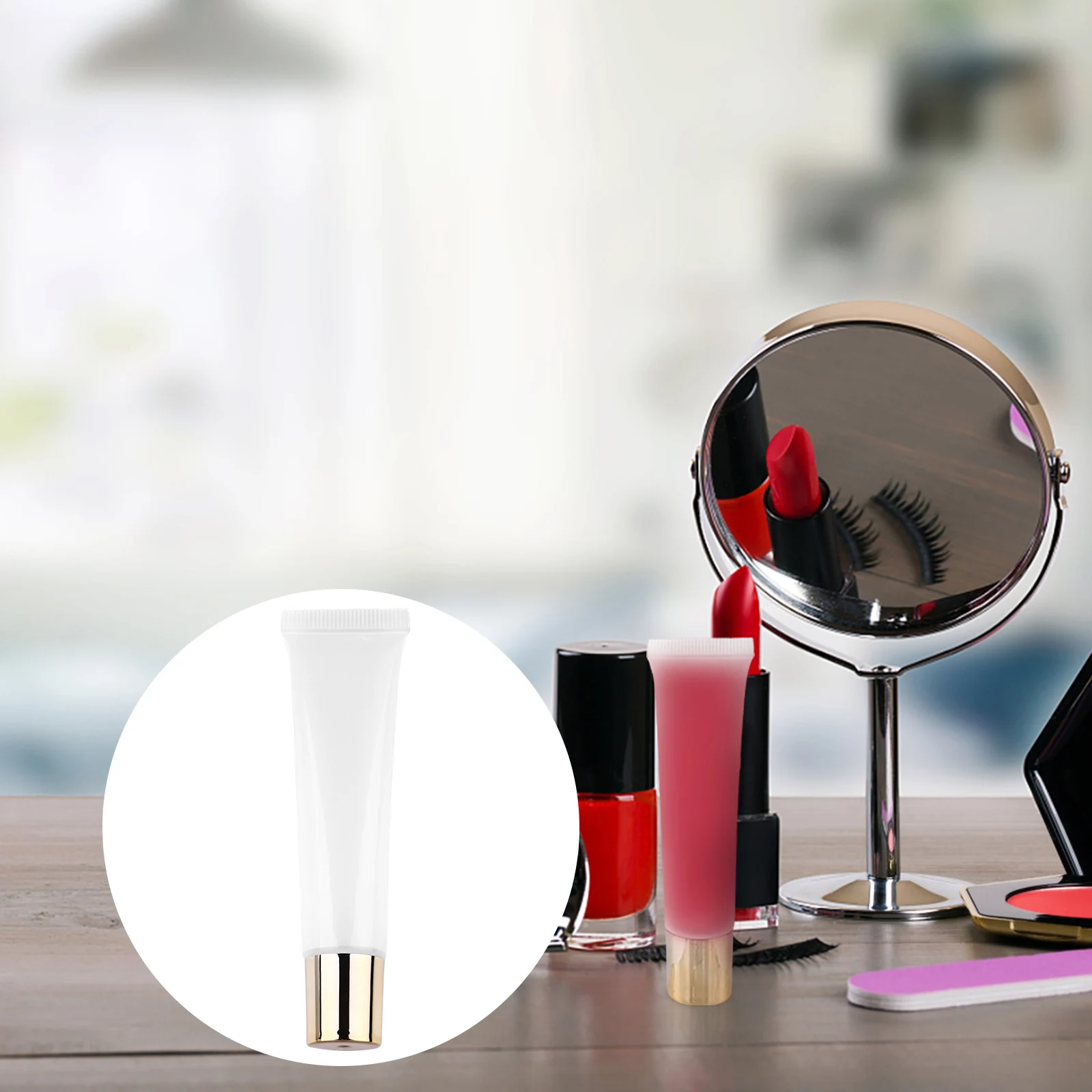 

50pcs 15ml Clear Lip Gloss Containers Empty Lipstick Tubes Cap DIY Balms Bottle Travel Size Leak Proof Plastic