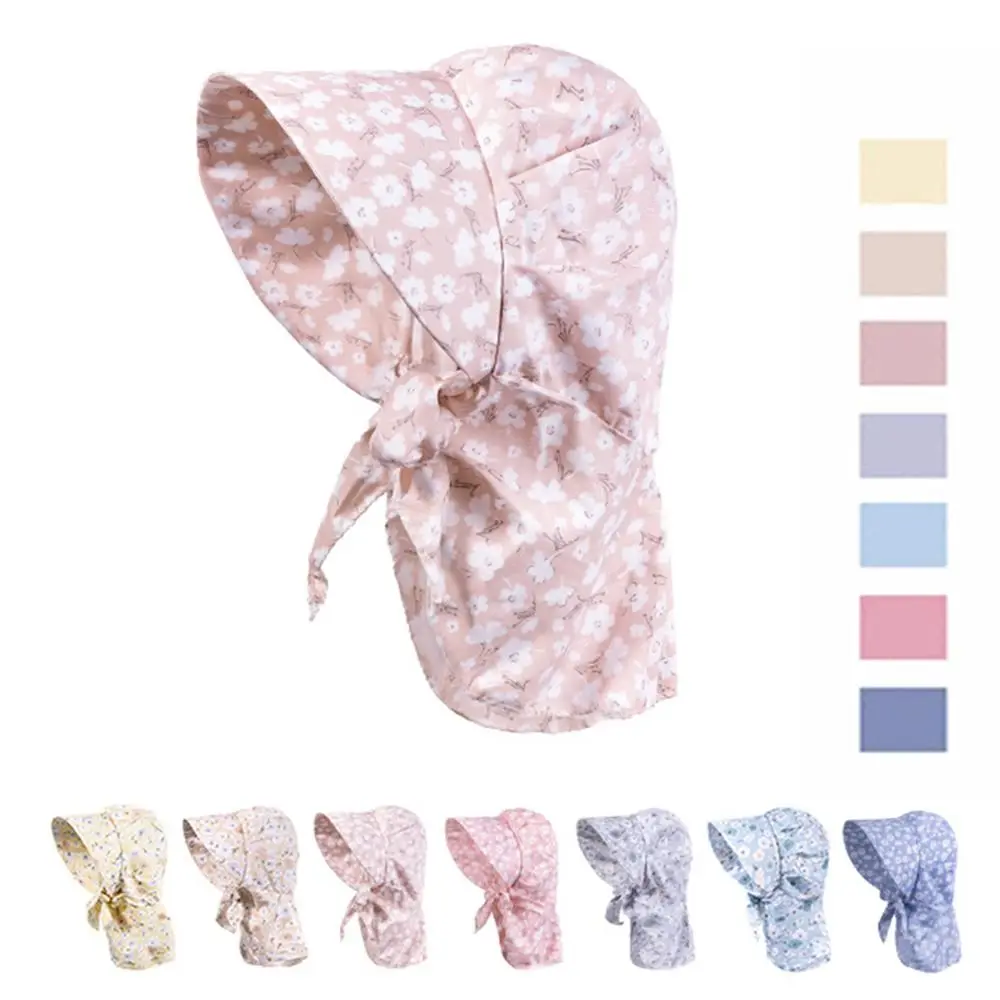 

Durable Floral Print Summer Protective Cover Colorful Breathable Women's Beach Hat Windproof Adjustable Big Brim Sunhat Outdoor