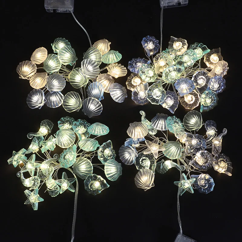 2m 20LED Ocean Seashell Starfish String Lights Under the Sea Fairy Light Mermaid Theme Birthday Wedding Party Decoration view 6