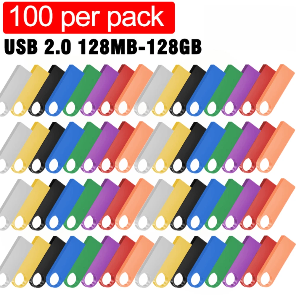 100PCS LOT USB Flash Drive 128GB 64GB Wholesale Memory Stick 32GB 16GB Free Custom Logo Pen Drive 8GB USB Stick 4GB Metal Gifts