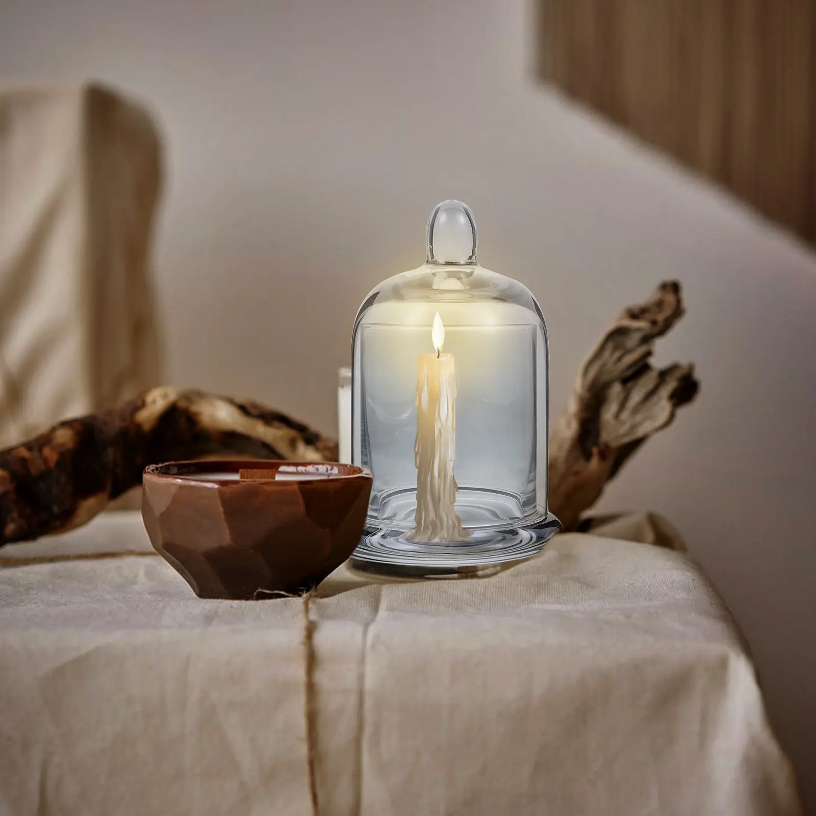 Clear Glass Candle Holder Set Decorative Wax Jar for Home Office Bedroom Relaxing Ambience Decor