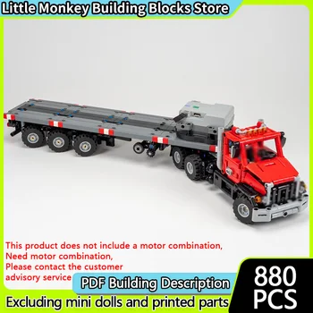 City Car Model MOC Building Bricks Truck And Steering Axle Trailer Modular Technology Children Holiday Gifts Assemble Toys Suit