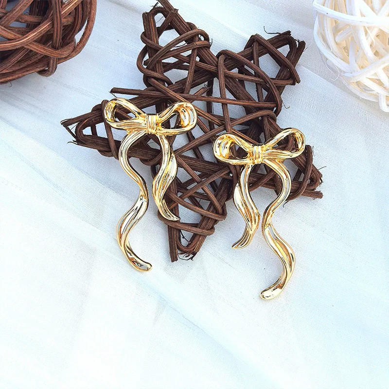 New Ribbon Bow Stud Earrings Creative Fashion Valentine's Day Earrings Valentine's Day Decoration Gift