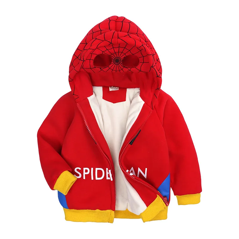 Winter Baby Boy Spiderman Jacket Coats For Young Children Cartoon Graffiti Thick Warm Outerwear Kids Cotton-Padded Clothes