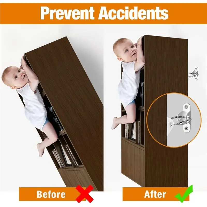 Anti Tip Furniture Anchors 1 Set For Wall Safety Anchor Fasteners For Baby Proofing-[iubi-ABUA]