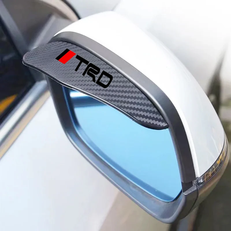 2Pcs Carbon Fiber Car Rearview Mirror Eyebrow Rain Cover For Toyota TRD Logo Corolla Chr Avensis Yaris Camry Racing