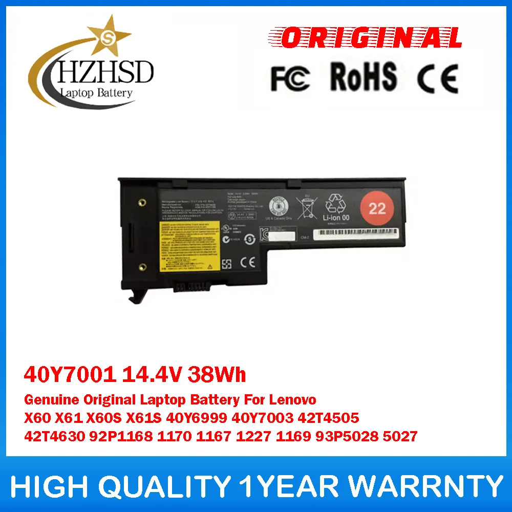 

40Y7001 14.4V 38Wh Genuine Original Laptop Battery For Lenovo X60 X61 X60S X61S 40Y6999 40Y7003 42T4505 42T4630 92P1168 1170/67