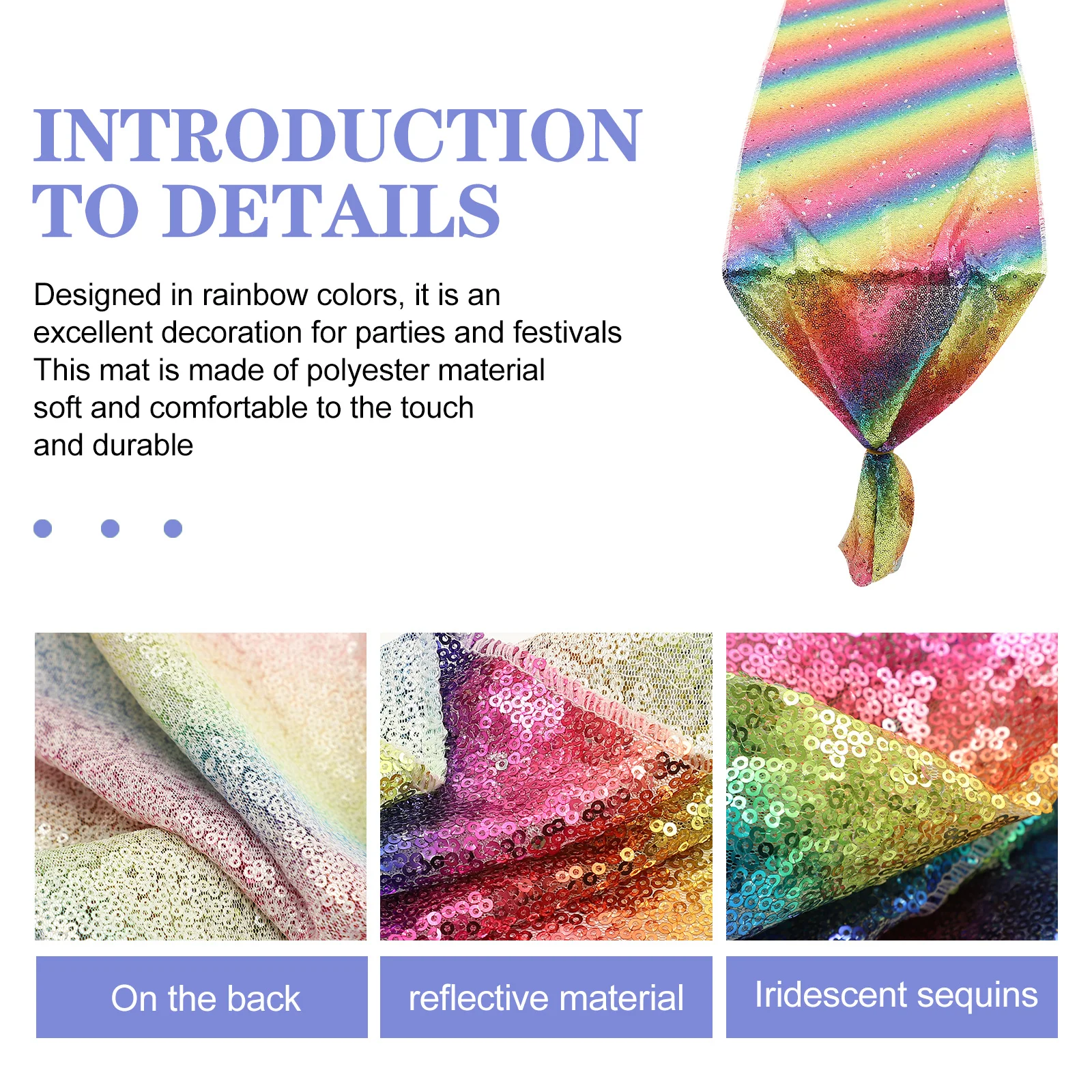 

Sequin Rainbow Table Runner Polyester Tablecloth Home Party Wedding Banquet Festival Dinner Decoration Rainbow Table Runner