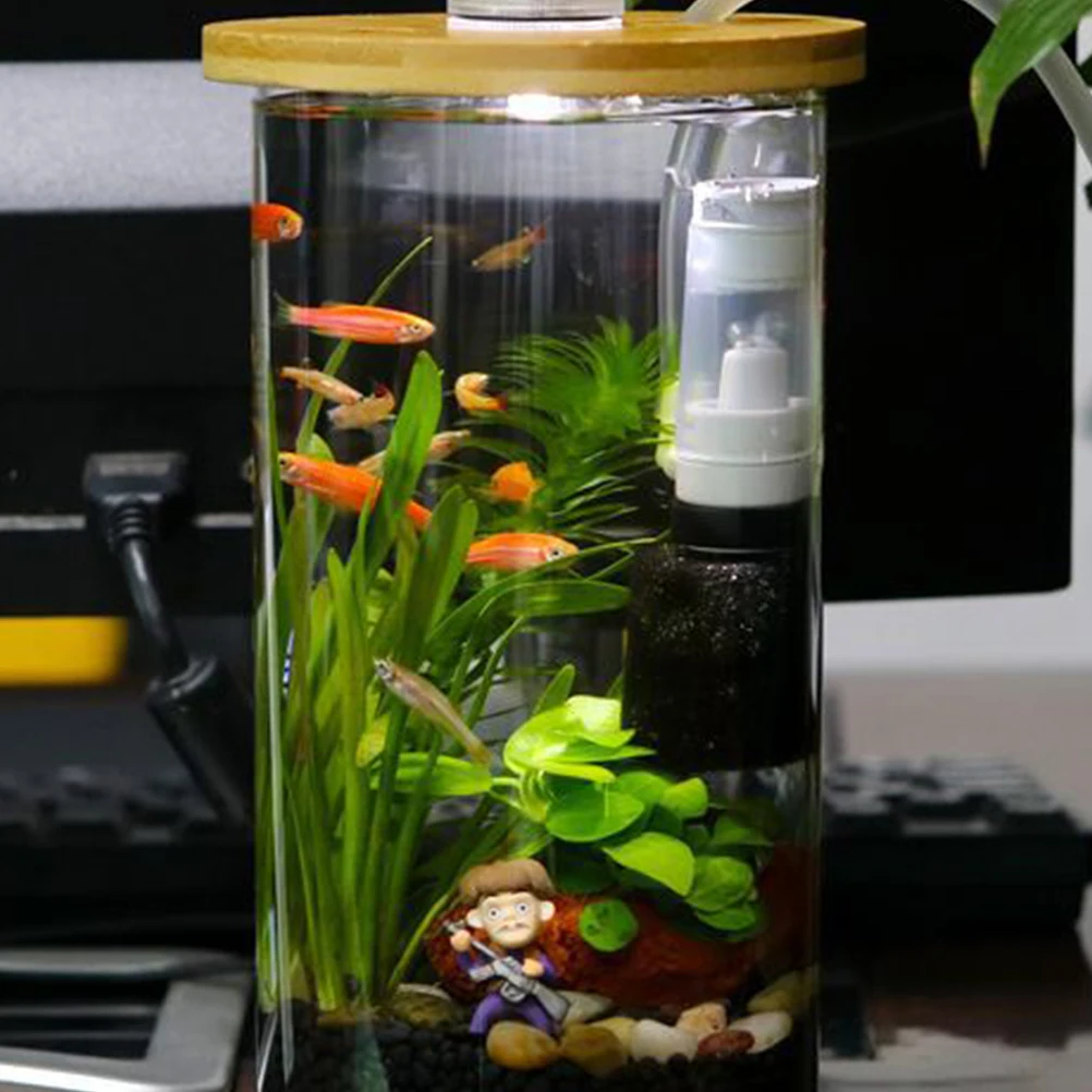 

2Pcs Fish Tank Filter Mini Aquarium Pneumatic Mute Submersible Waterfall Oxygen Saving Easy Clean Plastic