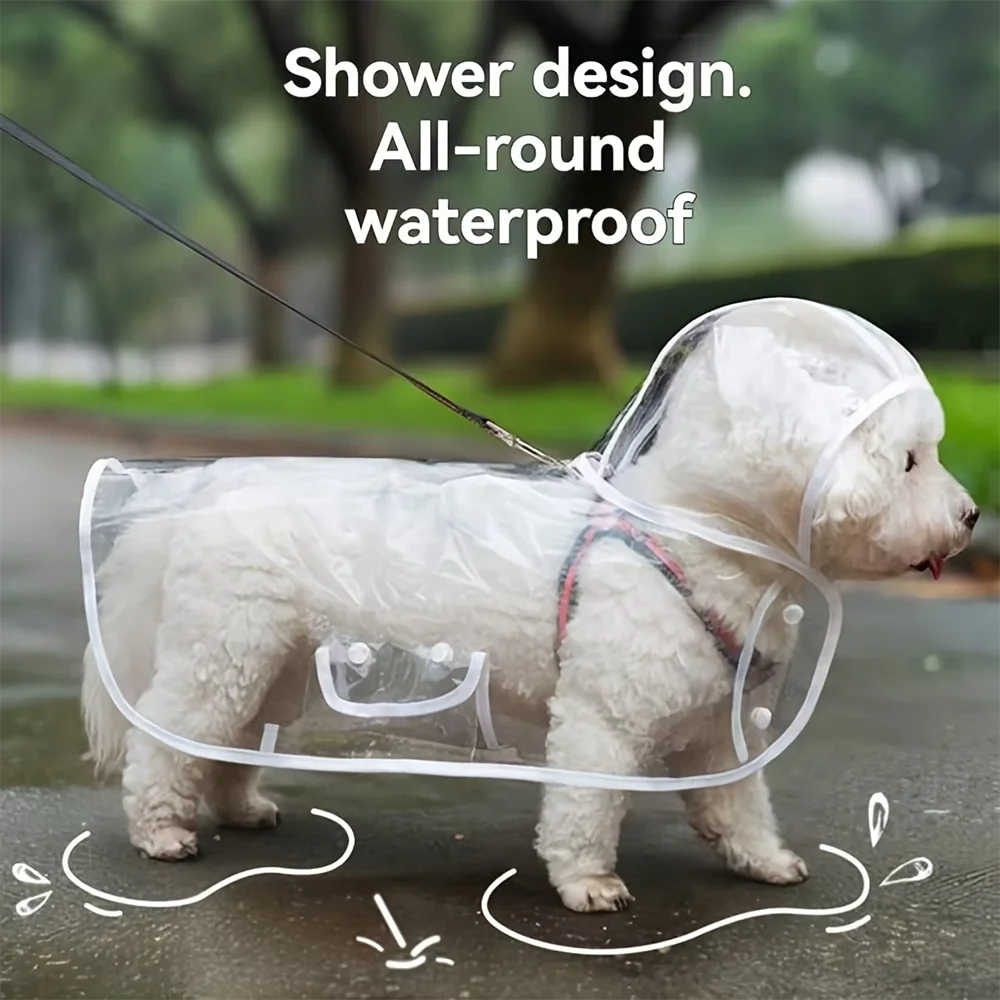 Impermeable Transparente para Perros, Chubasquero para Perros Pequeños y Medianos, para Paseos en Días Lluviosos, Ideal para Raza Teddy y Bichón Frisé