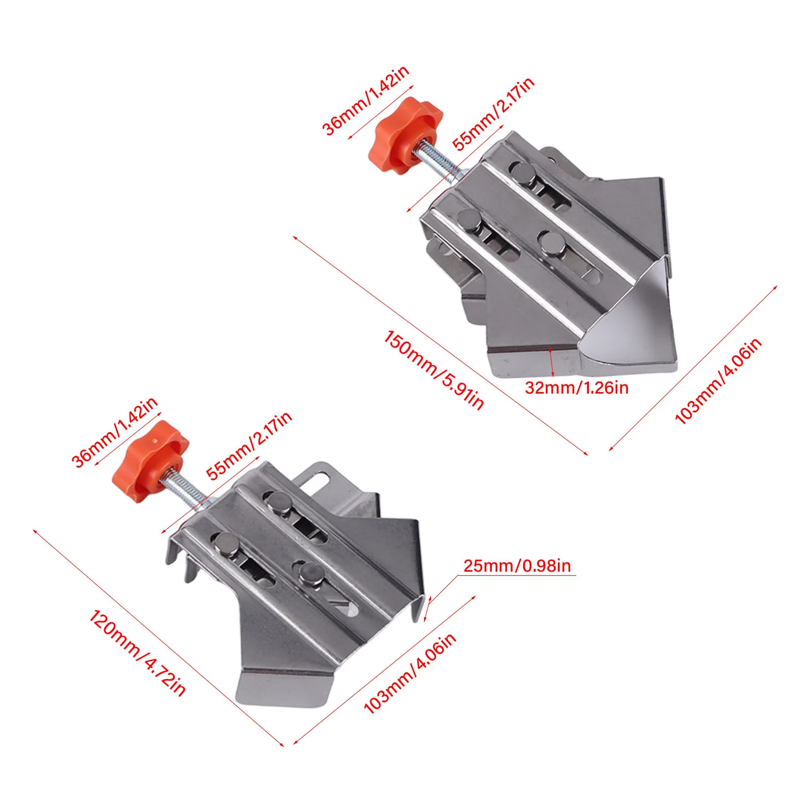 4Pcs Stainless Steel 90 Degree Right Angle Corner Clamp Closed Adjustable Opening for Precision Woodworking and Cabinet Making - view 5