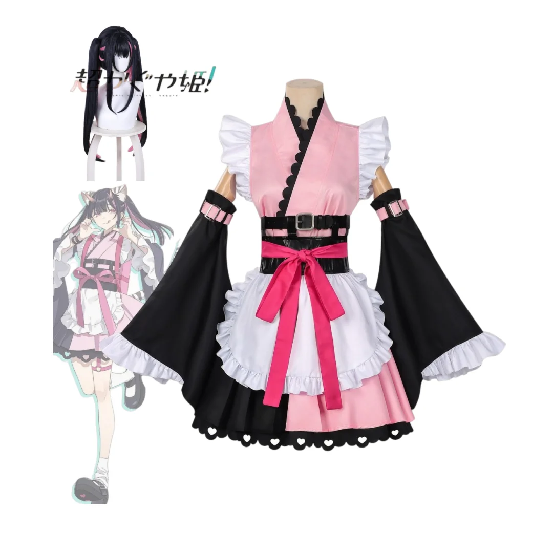 

Spacetime Princess Kaguya-hime Komazawa Noi Cosplay Costumes Wig Full Set Cute Dress Pink Wig Kimono