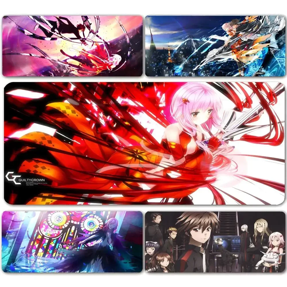 Alfombrilla de ratón de anime Guilty Crown Inori Yuzuriha, alfombrilla de ratón grande para juegos, alfombrilla de ratón gruesa con borde cerrado para teclado de computadora, alfombrilla de escritorio