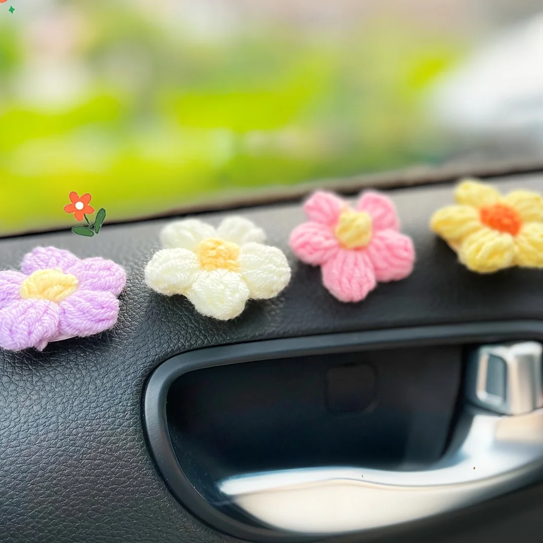 12pcs Flower Creative Car Decoration, Lovely Automotive Accessories, Puff Flower Interior Accessory for Cars