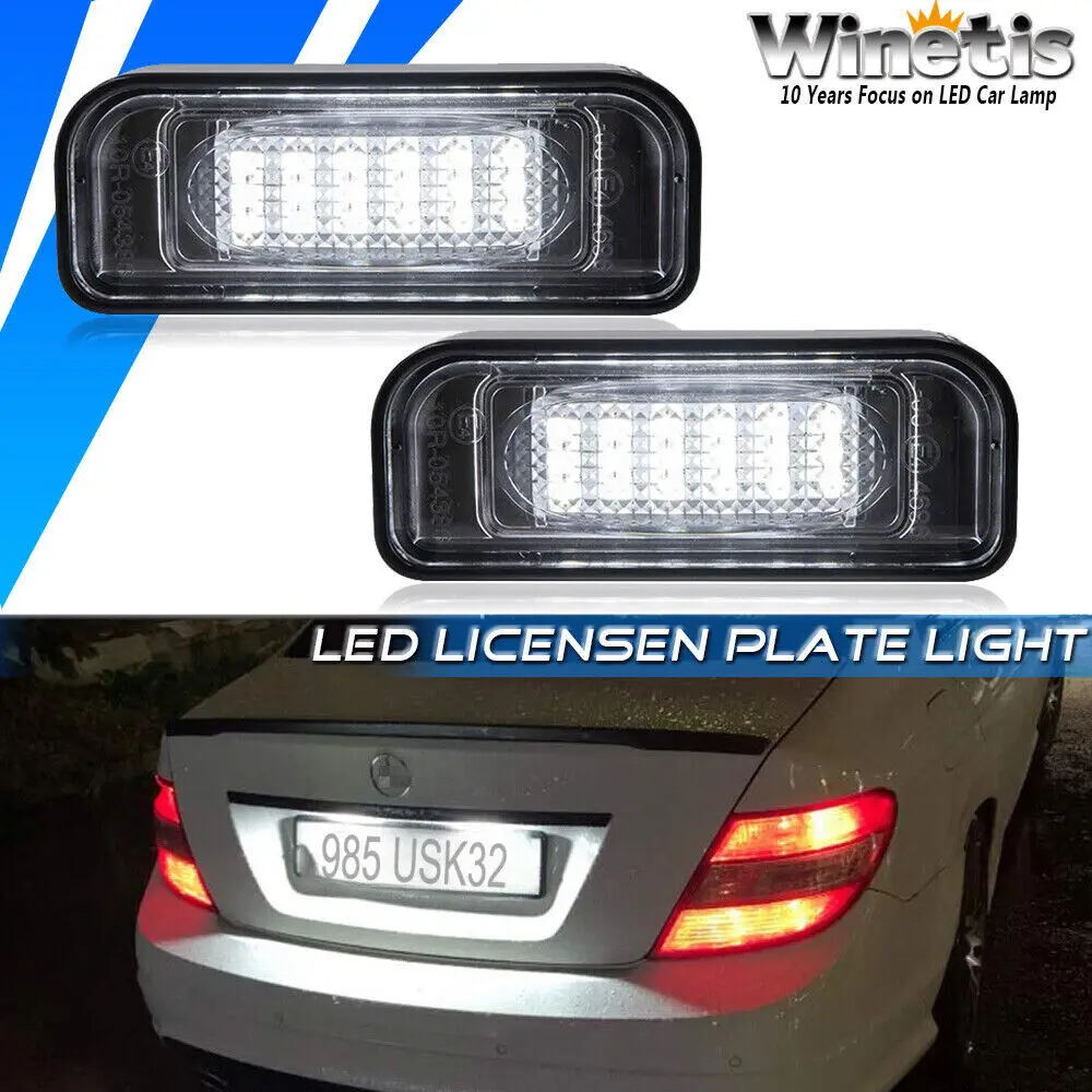 

Winetis 2Pcs For 2000-2006 Mercedes S-Class W220 2Pcs 6000K White Canbus Error Free LED License Plate Light Assembly