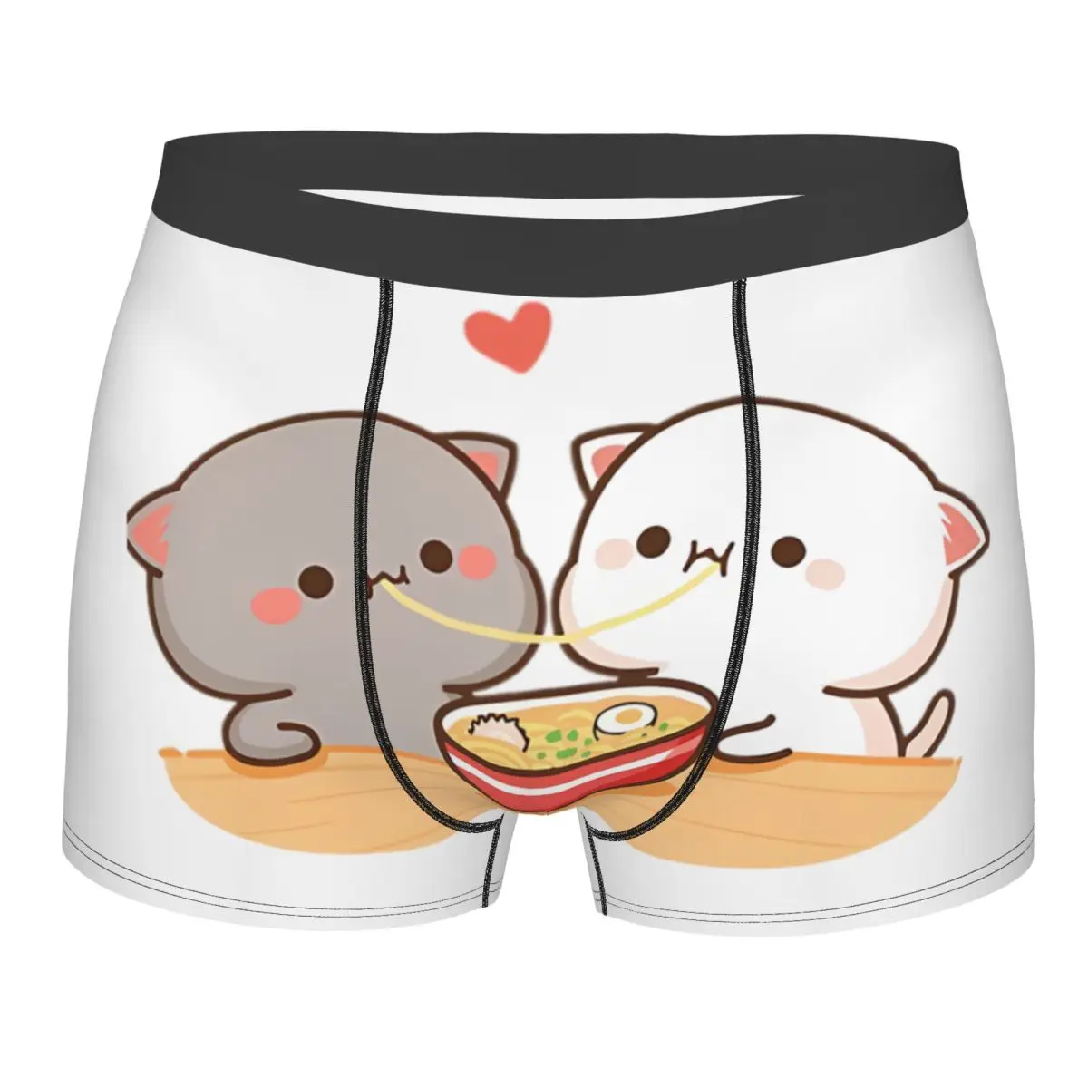 

Мужские трусы-боксеры Peach And Goma Mochi Cat Eating Ramen с 3D-принтом, мягкое мужское нижнее белье, трусики-брифы