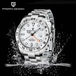 PAGANI DESIGN 2024 NEW Men Automatic Mechanical Watch Japanese NH34A GMT Stainless Steel Luxur Waterproof Sapphire reloj hombre