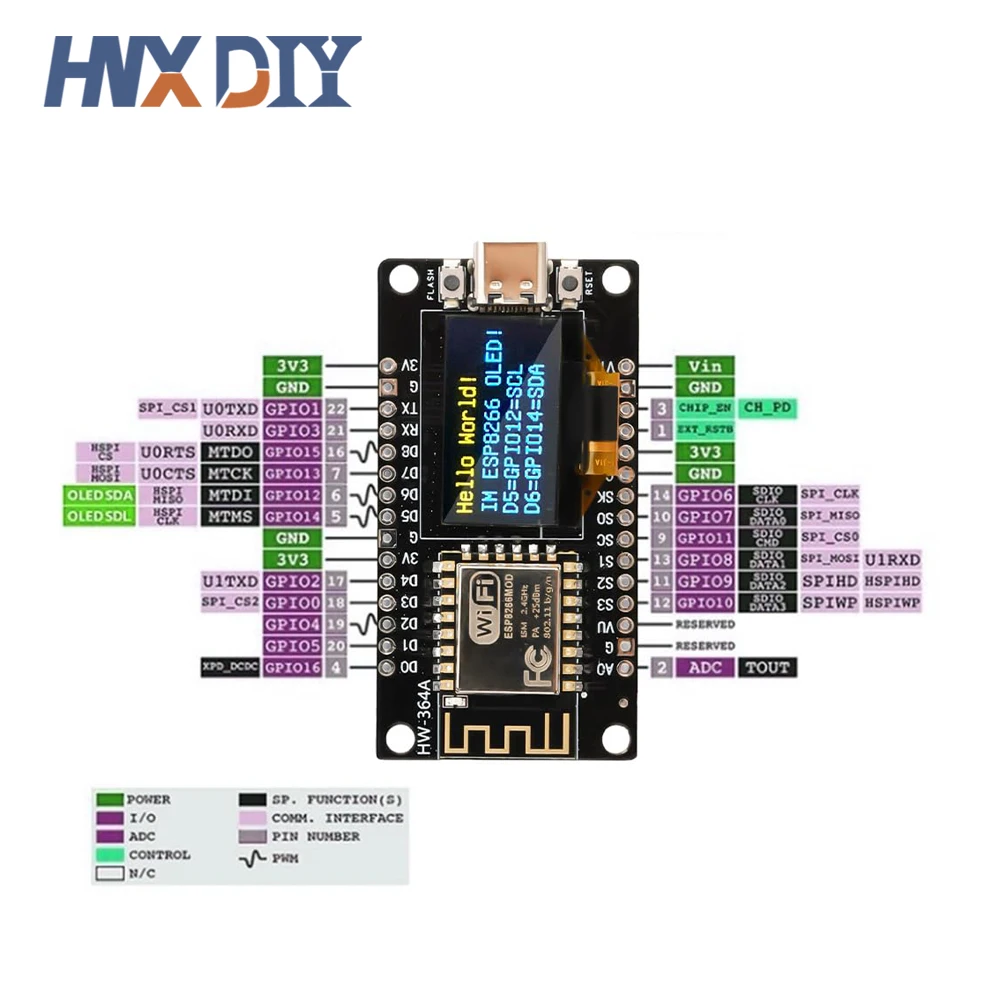 1-10PCS NodeMCU ESP8266 V3 Development Board with 0.96 Inch OLED Display CH340 ESP-12F WiFi Module TYPE-C For Arduino/Micropytho