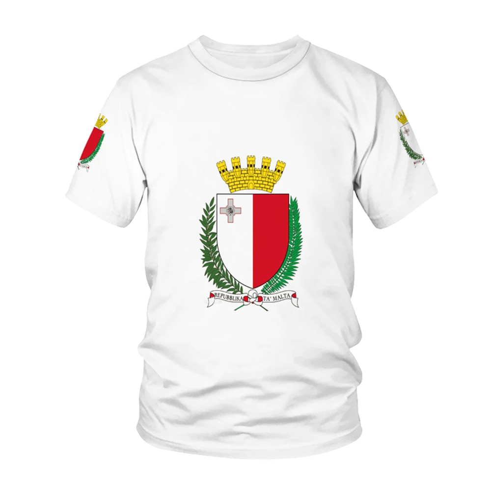 Malta National Flag Pattern T-shirt Men's Hot Sale New Summer Women's Short-sleeved T-shirt Tops Shirt Children's 3D