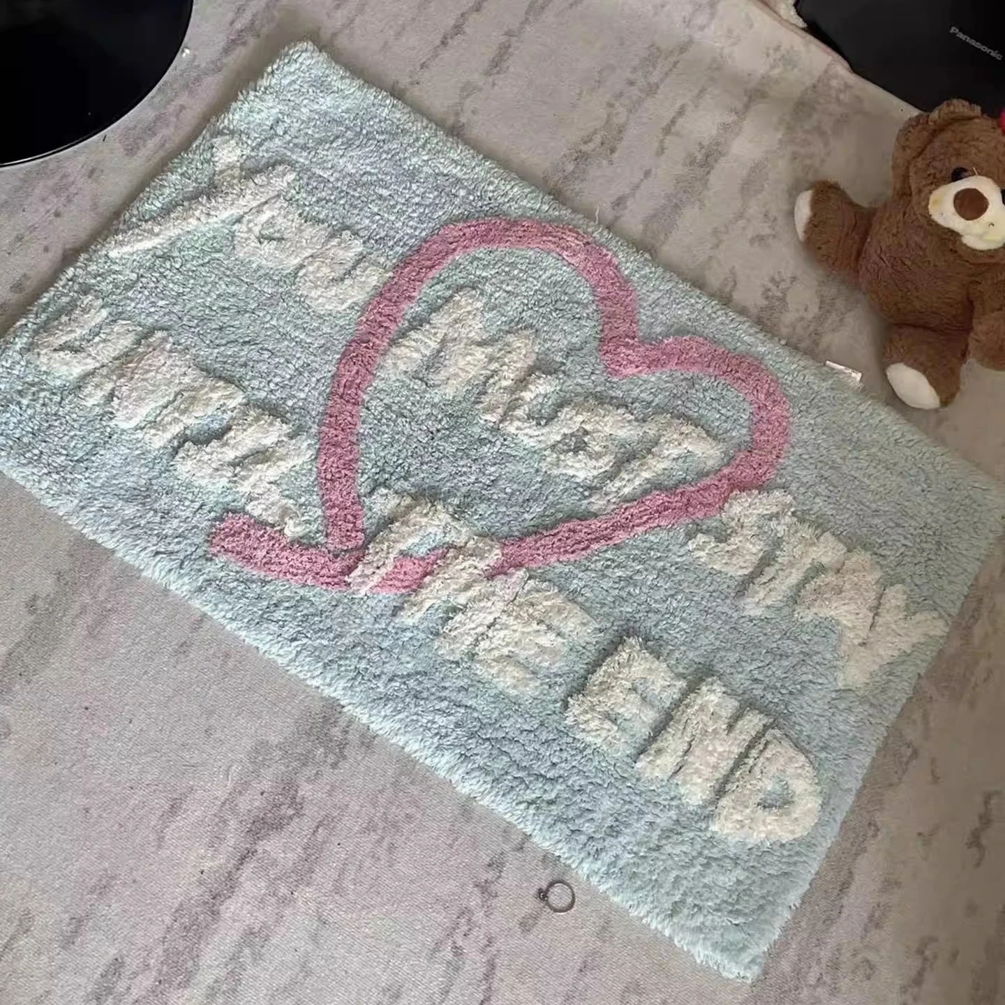 Cotton Letters Bedroom Rug Soft Bathroom Mat Living Area Bedside Decorative Carpet Foot Tidy Pad Doormat Home Room Decor
