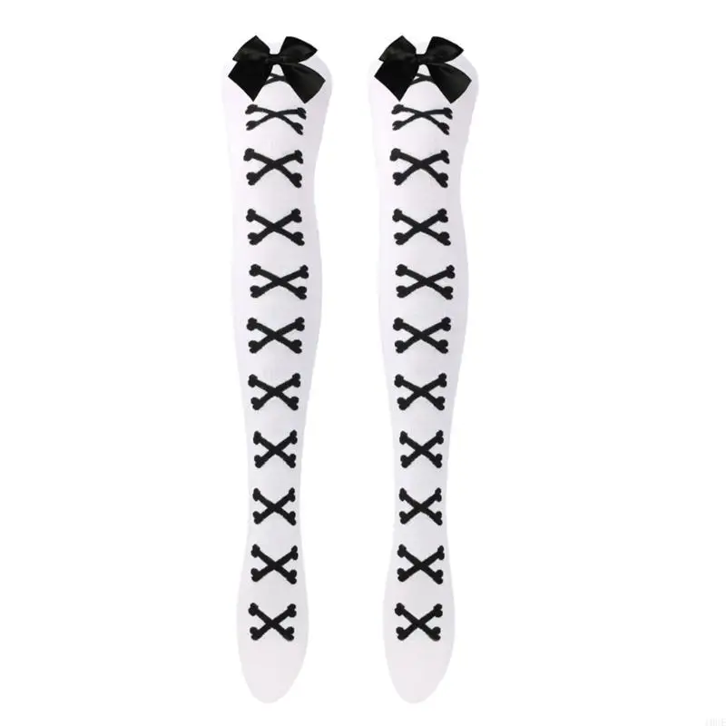Sweet Bows Stockings Knee Highs Socks Opaque Thigh High Stockings for Girl Woman 