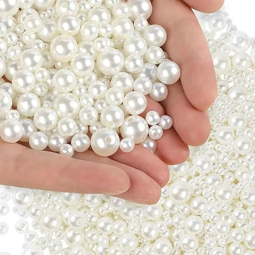 4/6/8/10/12mm Round ABS Pearl Beads Loose Acrylic Beads For Jewelry Making Craft  Bracelet Necklace  Bag Clothes Vase Filler