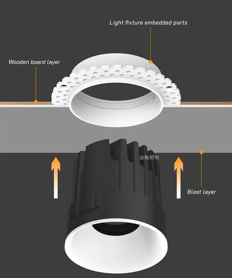 Embedded bezel-less LED downlight with anti-glare COB and adjustable brightness for hotel, office and villa lighting 110V/220V