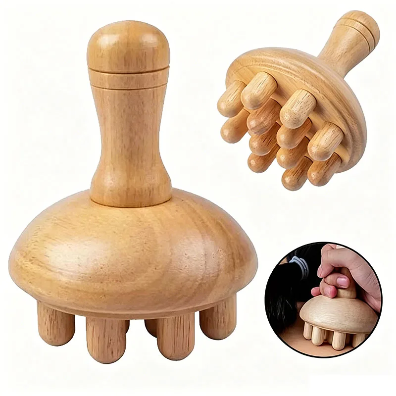 Wooden Mushroom Shape Massage Lymphatic Drainage Manual Wood Therapy Massage Tool for Full Body Use AMGJ009