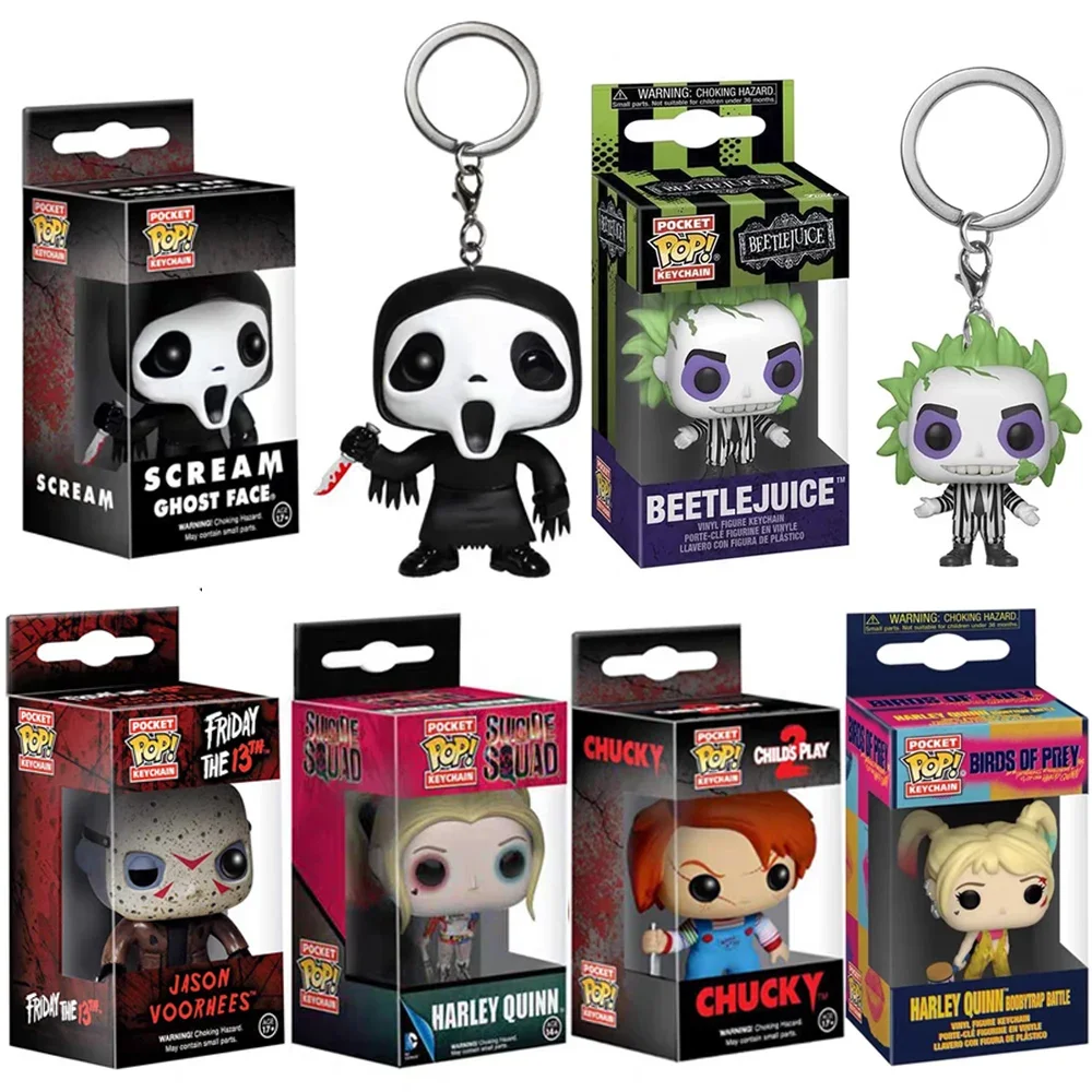 Llavero de Anime Terror Ghost Joker Quinn, Colgante de Muñeco de Payaso Aterrador, Llaveros de Juguete, Figuras de Acción para Niños y Niñas