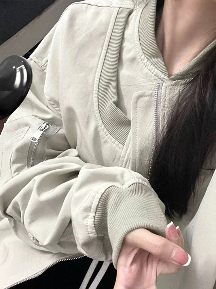 

American Style Thickened Flight Jacket Women's plus Size Loose Baseball Shirt Spring Autumn Outerwear Comfortable Casual Coat